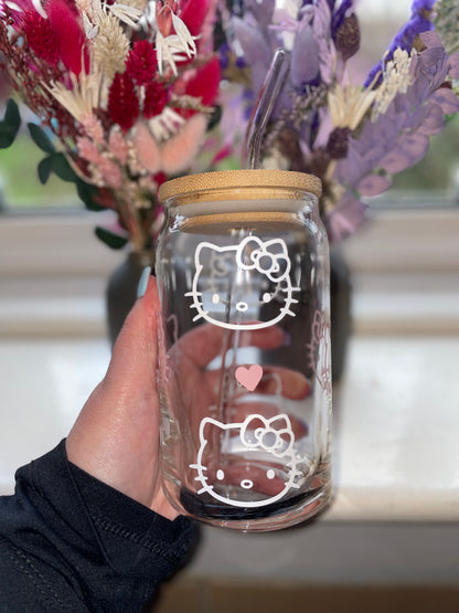 Hello Kitty Heart Glass Cup