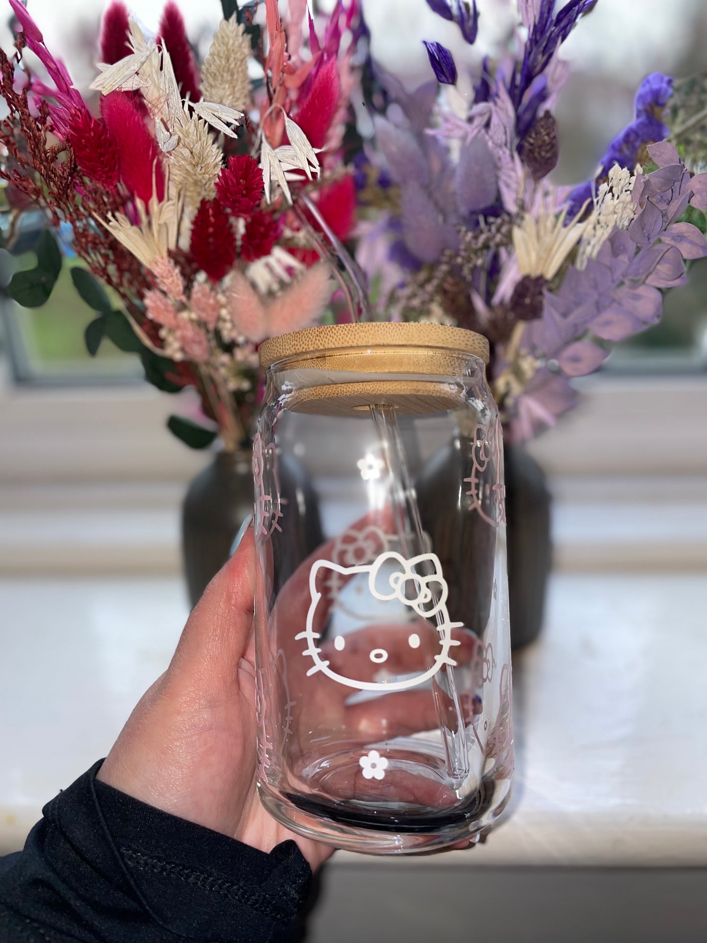 Hello Kitty Flower Glass Cup